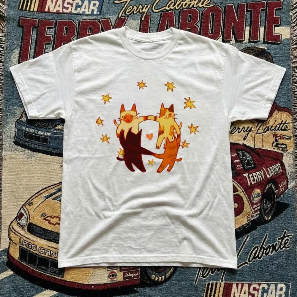 Cute Cottagecore Shirt Whimsical Cat Ring Starry Graphic Tee
